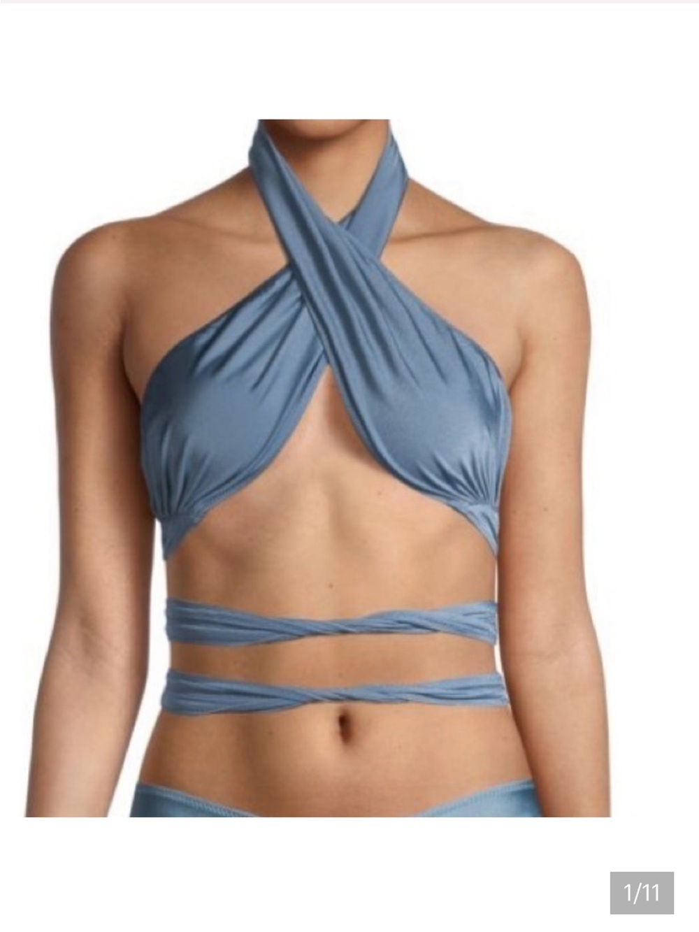 NWT Tropic of C Bianca Bikini Top in gray blue shimmery Granite